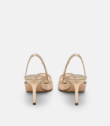 Mesh Slingback Heel Pumps - Gold