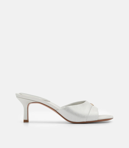 Leather Wide-Band Heel Sandals - Silver