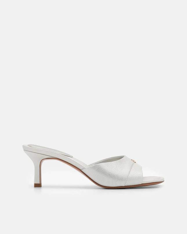 Leather Wide-Band Heel Sandals - Silver