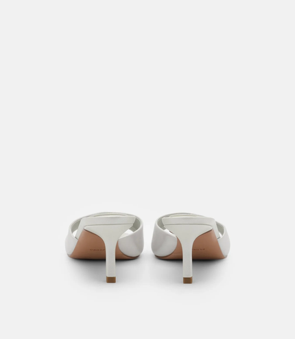 Leather Wide-Band Heel Sandals - Silver