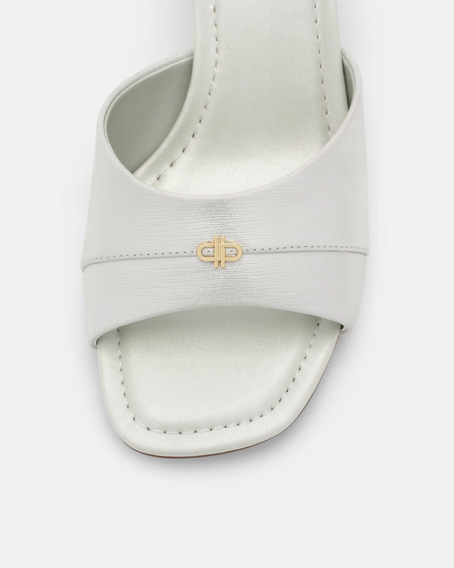 Leather Wide-Band Heel Sandals - Silver