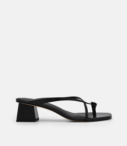 Alexis Leather Block Heel Sandals - Black