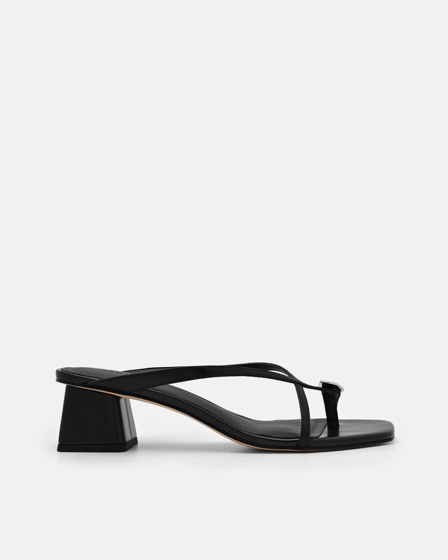 Alexis Leather Block Heel Sandals - Black