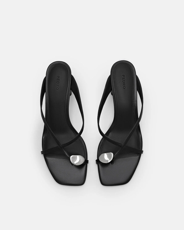 Alexis Leather Block Heel Sandals - Black