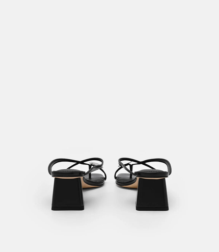 Alexis Leather Block Heel Sandals - Black