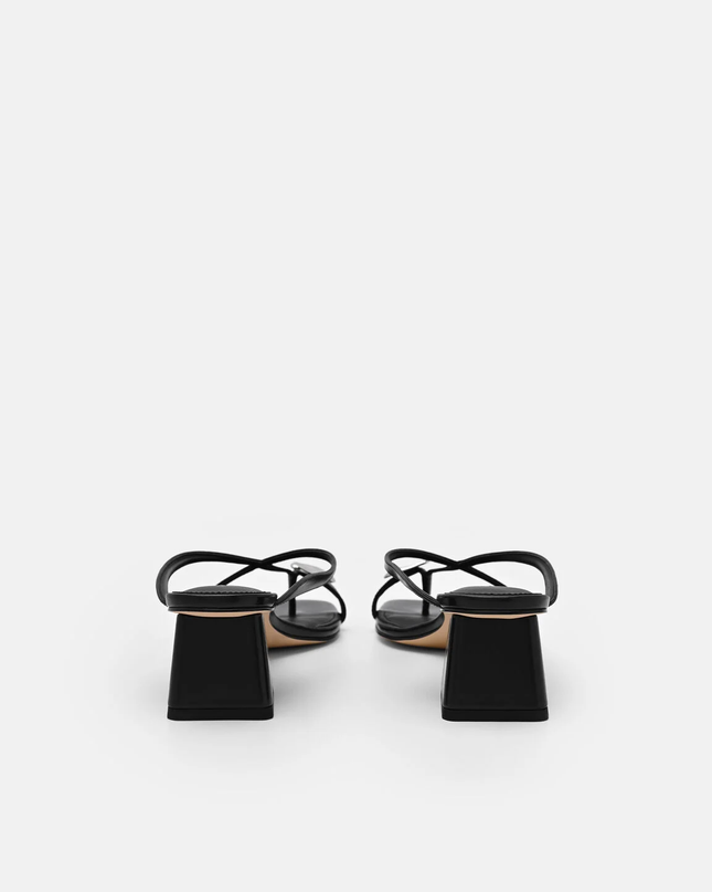 Alexis Leather Block Heel Sandals - Black