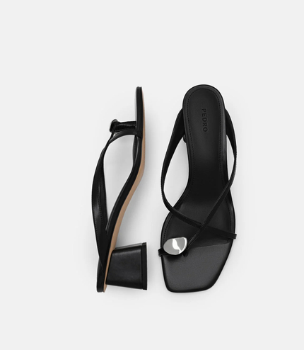 Alexis Leather Block Heel Sandals - Black