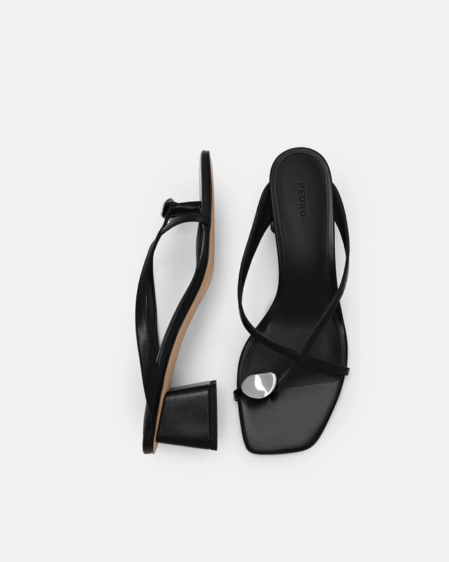 Alexis Leather Block Heel Sandals - Black