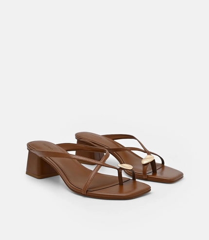 Alexis Leather Block Heel Sandals - Brown