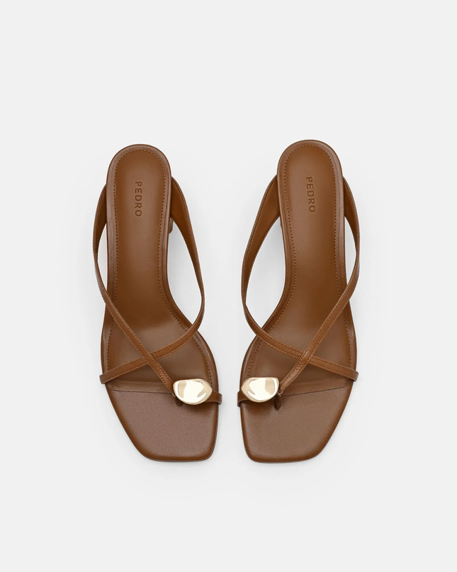 Alexis Leather Block Heel Sandals - Brown