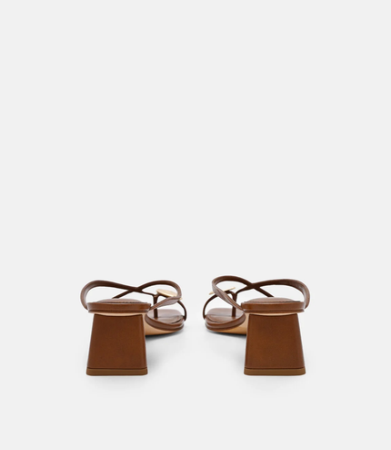 Alexis Leather Block Heel Sandals - Brown