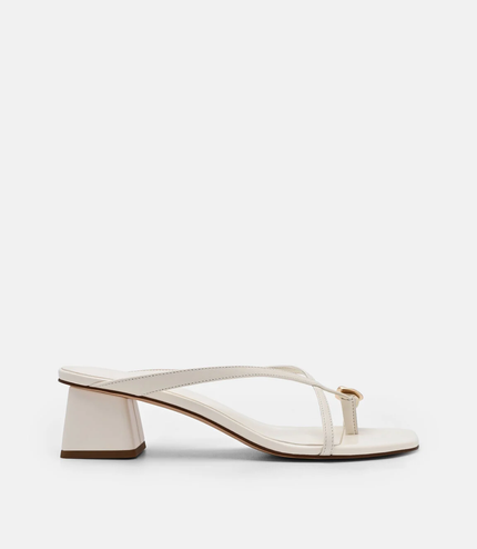 Alexis Leather Block Heel Sandals - Chalk