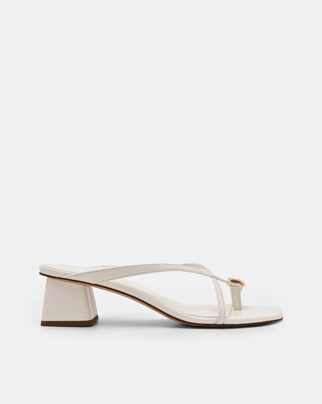 Alexis Leather Block Heel Sandals - Chalk