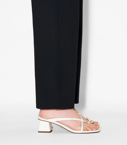 Alexis Leather Block Heel Sandals - Chalk