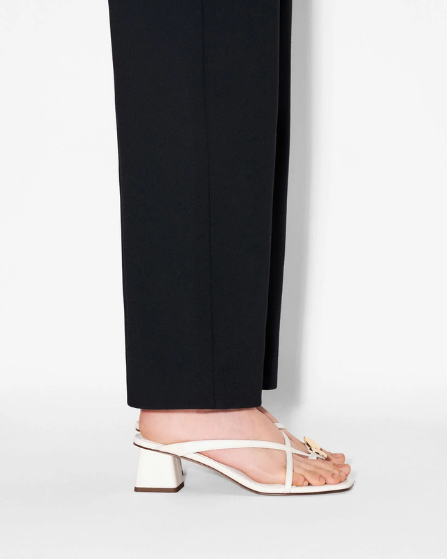 Alexis Leather Block Heel Sandals - Chalk