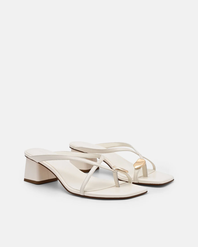 Alexis Leather Block Heel Sandals - Chalk