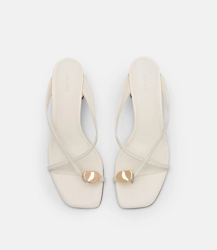 Alexis Leather Block Heel Sandals - Chalk