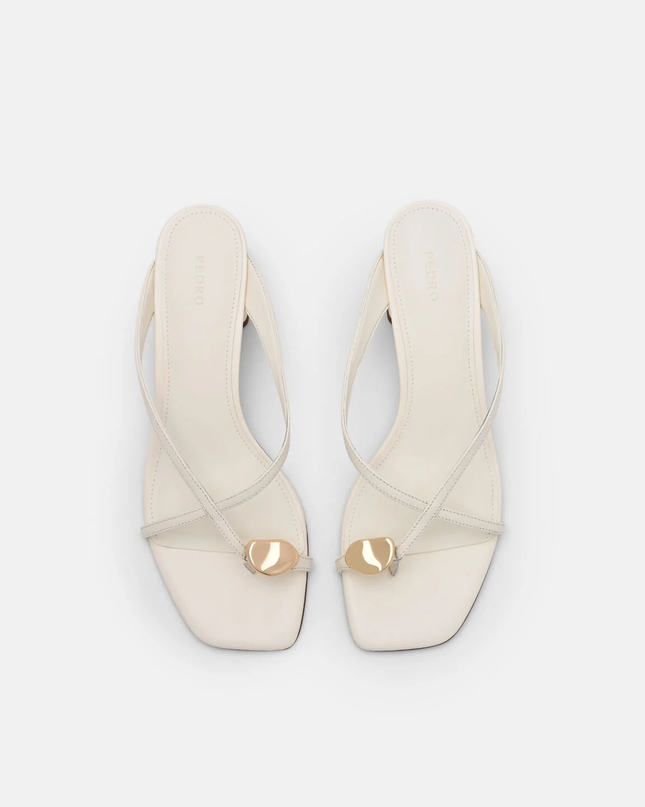 Alexis Leather Block Heel Sandals - Chalk