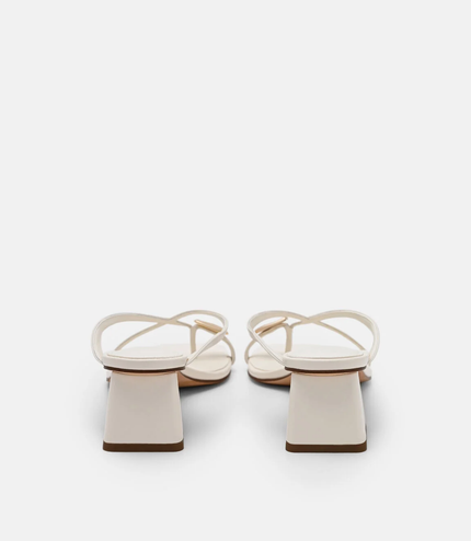 Alexis Leather Block Heel Sandals - Chalk