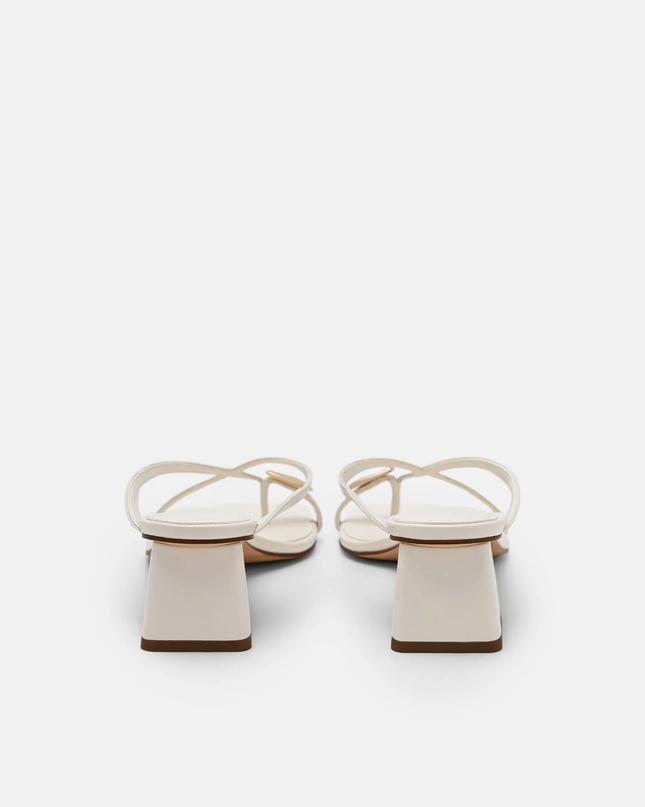 Alexis Leather Block Heel Sandals - Chalk