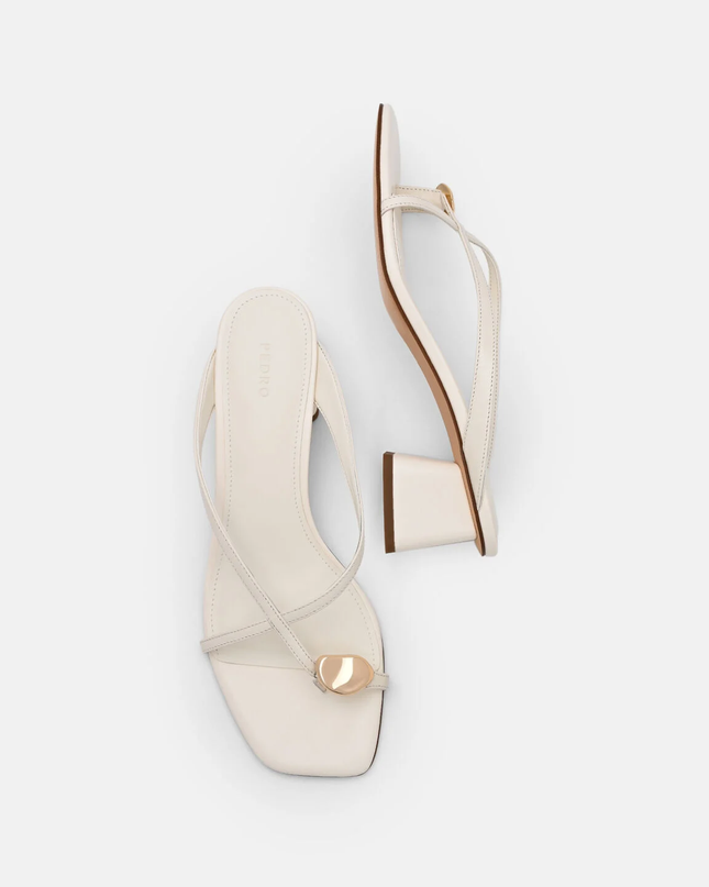 Alexis Leather Block Heel Sandals - Chalk