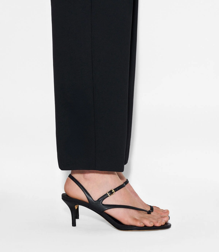 Oblique Leather Heel Sandals - Black