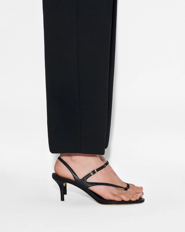 Oblique Leather Heel Sandals - Black