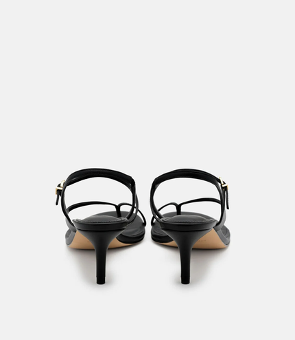 Oblique Leather Heel Sandals - Black