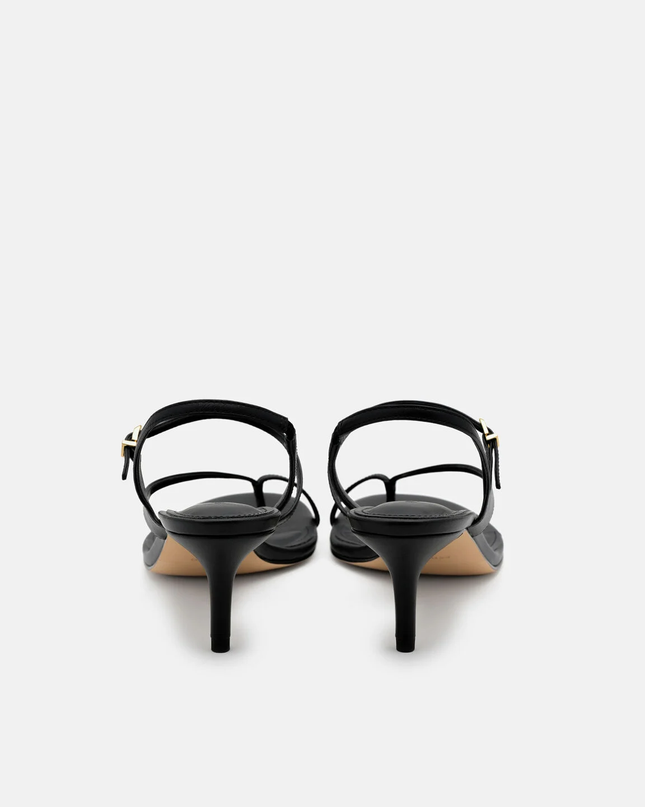 Oblique Leather Heel Sandals - Black