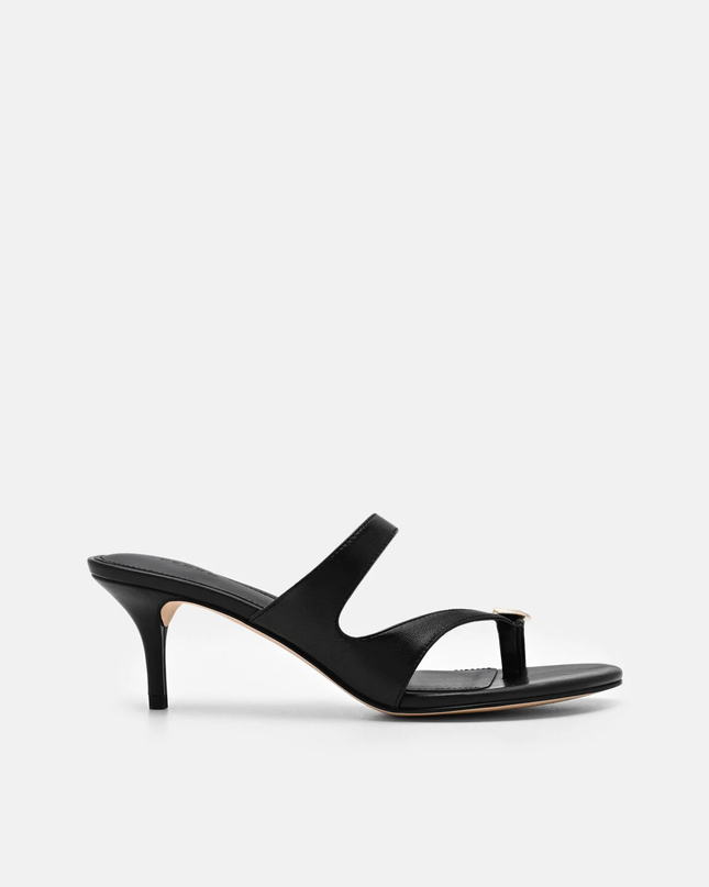 Alexis Leather Stiletto Heel Sandals - Black