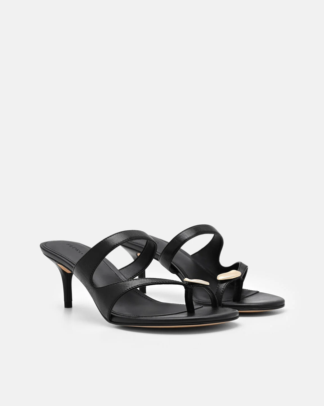 Alexis Leather Stiletto Heel Sandals - Black