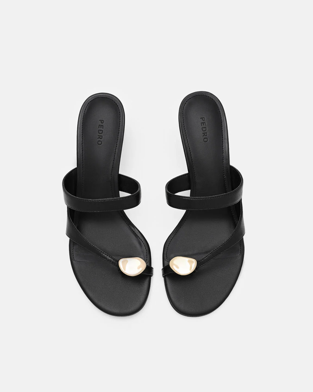 Alexis Leather Stiletto Heel Sandals - Black