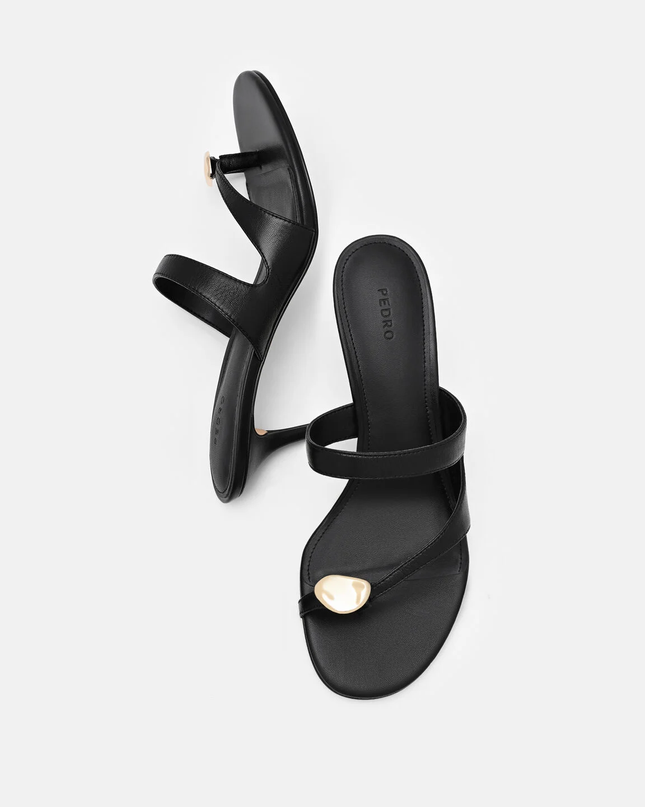 Alexis Leather Stiletto Heel Sandals - Black