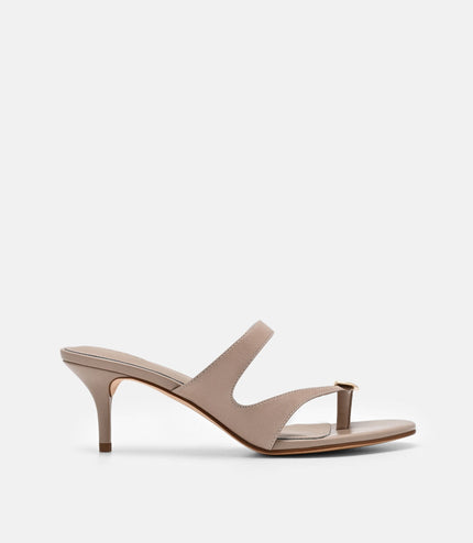 Alexis Leather Stiletto Heel Sandals - Taupe