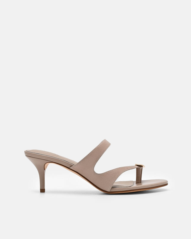 Alexis Leather Stiletto Heel Sandals - Taupe
