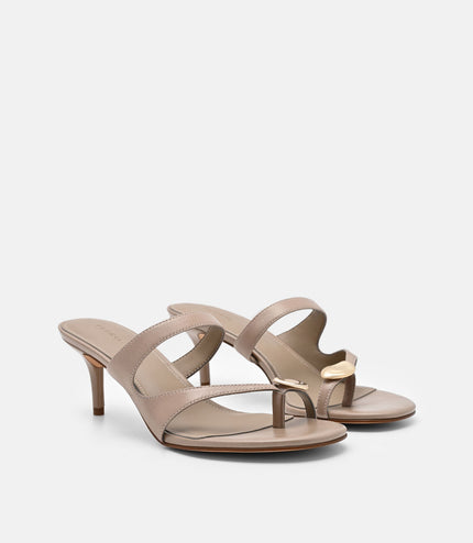 Alexis Leather Stiletto Heel Sandals - Taupe
