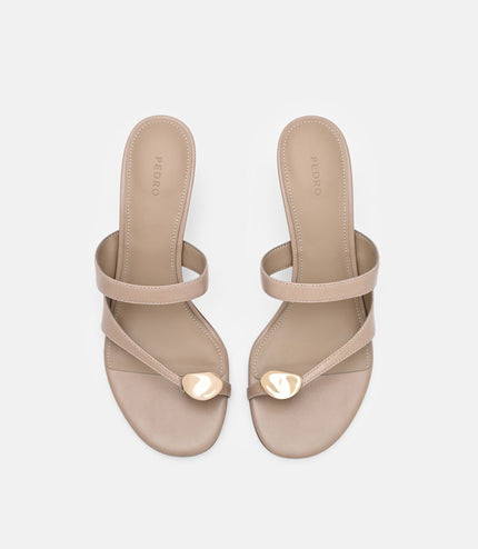 Alexis Leather Stiletto Heel Sandals - Taupe