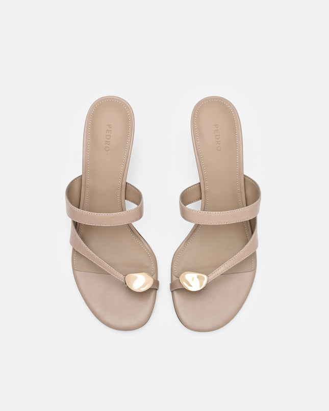 Alexis Leather Stiletto Heel Sandals - Taupe