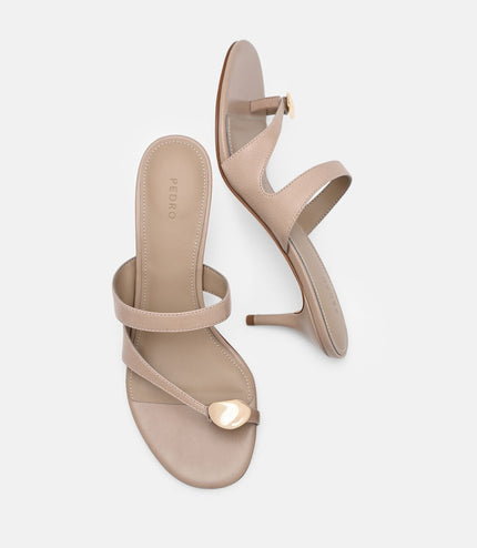 Alexis Leather Stiletto Heel Sandals - Taupe