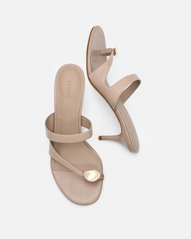 Alexis Leather Stiletto Heel Sandals - Taupe