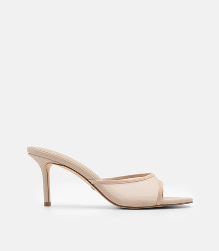 Mesh Heel Sandals - Nude Fabric