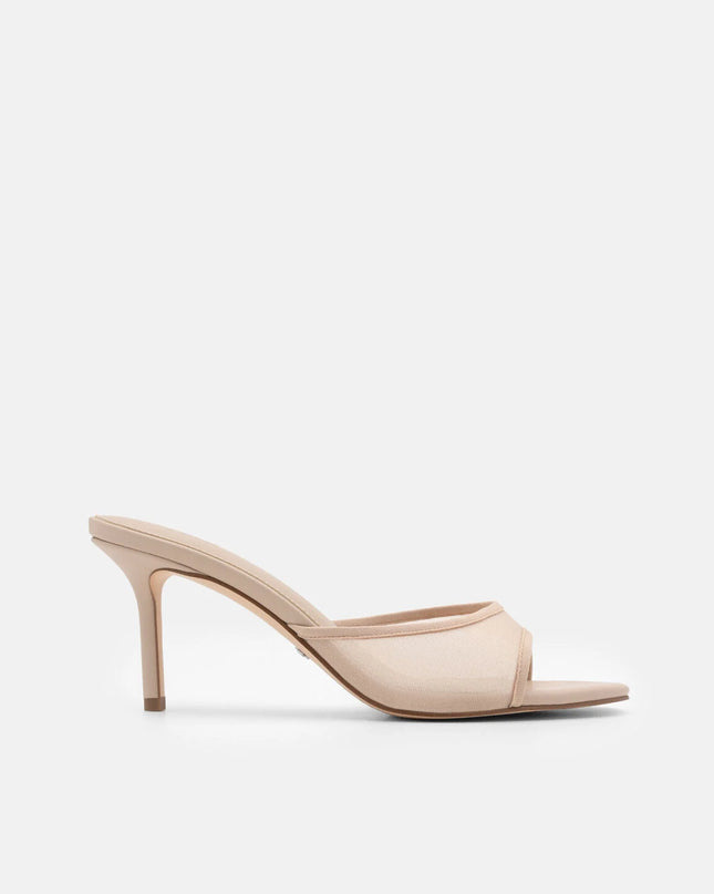 Mesh Heel Sandals - Nude Fabric