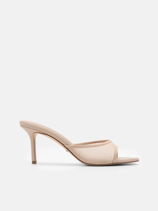 Mesh Heel Sandals - Nude Fabric