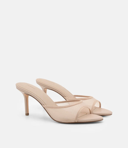Mesh Heel Sandals - Nude Fabric