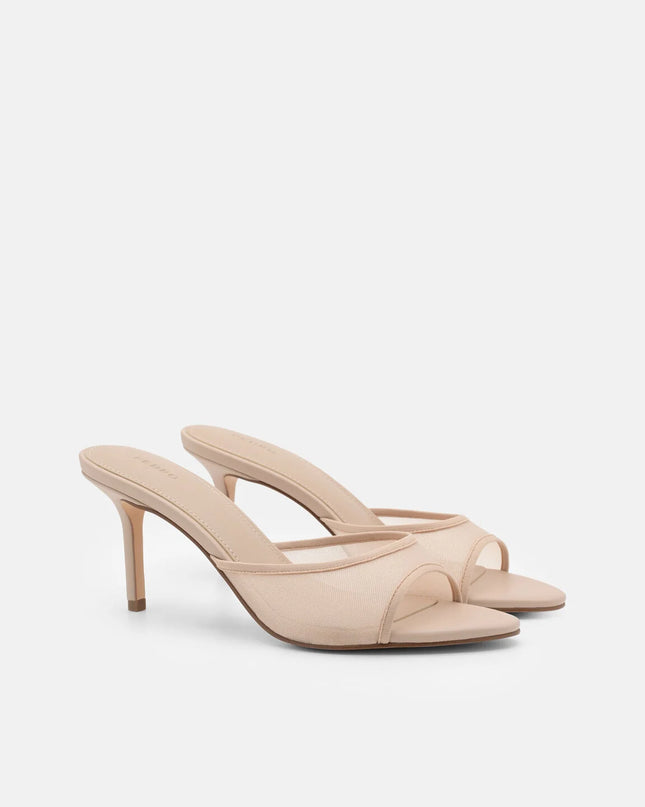 Mesh Heel Sandals - Nude Fabric