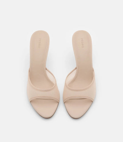 Mesh Heel Sandals - Nude Fabric