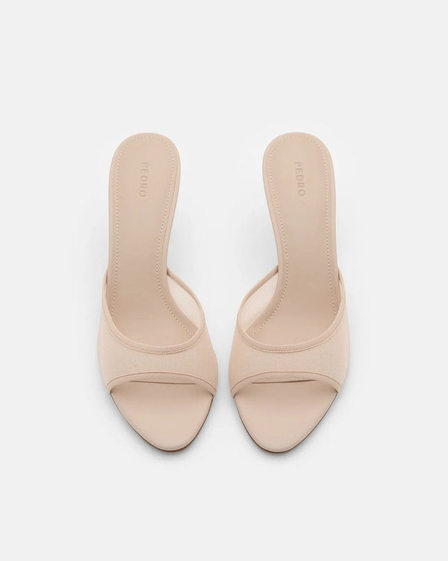 Mesh Heel Sandals - Nude Fabric