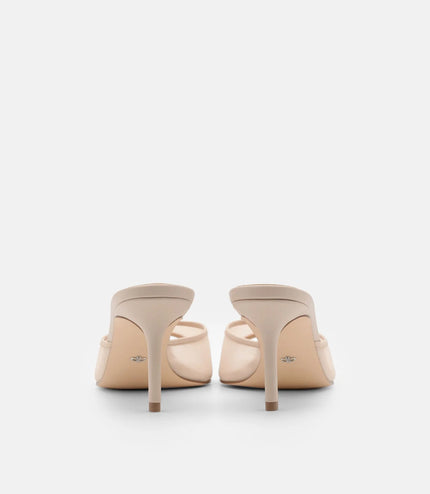 Mesh Heel Sandals - Nude Fabric