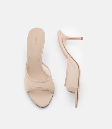 Mesh Heel Sandals - Nude Fabric