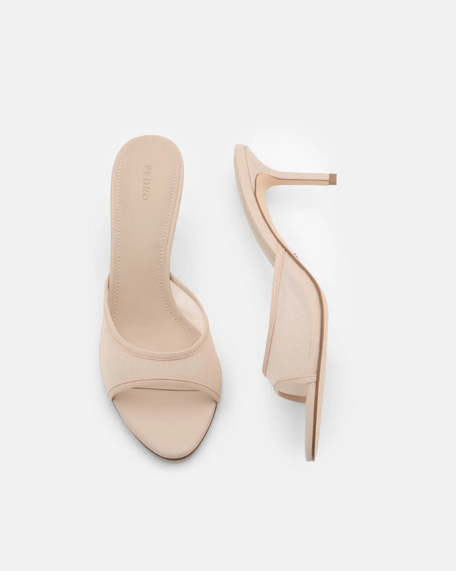 Mesh Heel Sandals - Nude Fabric
